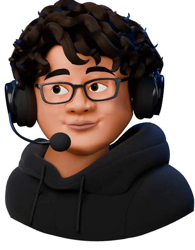 Luther wearing glasses, a black hoodie and a broadcast headset